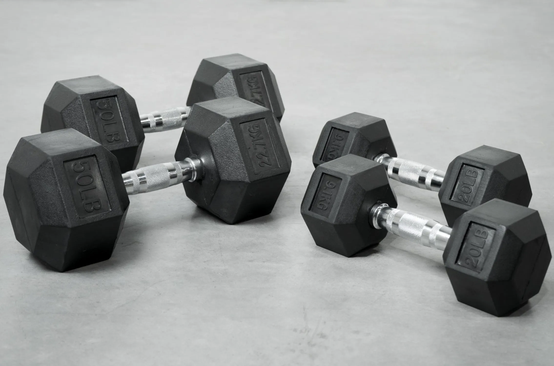 Closeout Rubber Hex Dumbbells - $1/LB