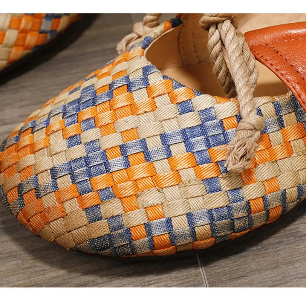 Colorful Woven Retro Flat Shoes