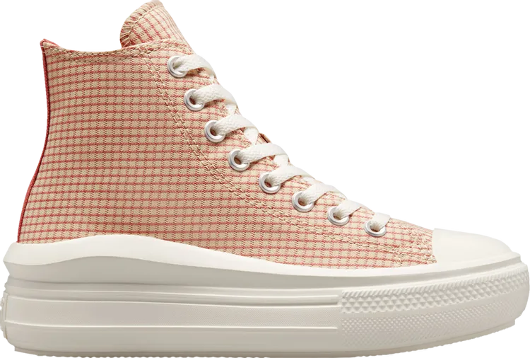 Converse Wmns Chuck Taylor All Star Move Platform High Checkered Sneakers - Rhubarb Pie, Tan