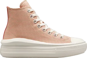 Converse Wmns Chuck Taylor All Star Move Platform High Checkered Sneakers - Rhubarb Pie, Tan