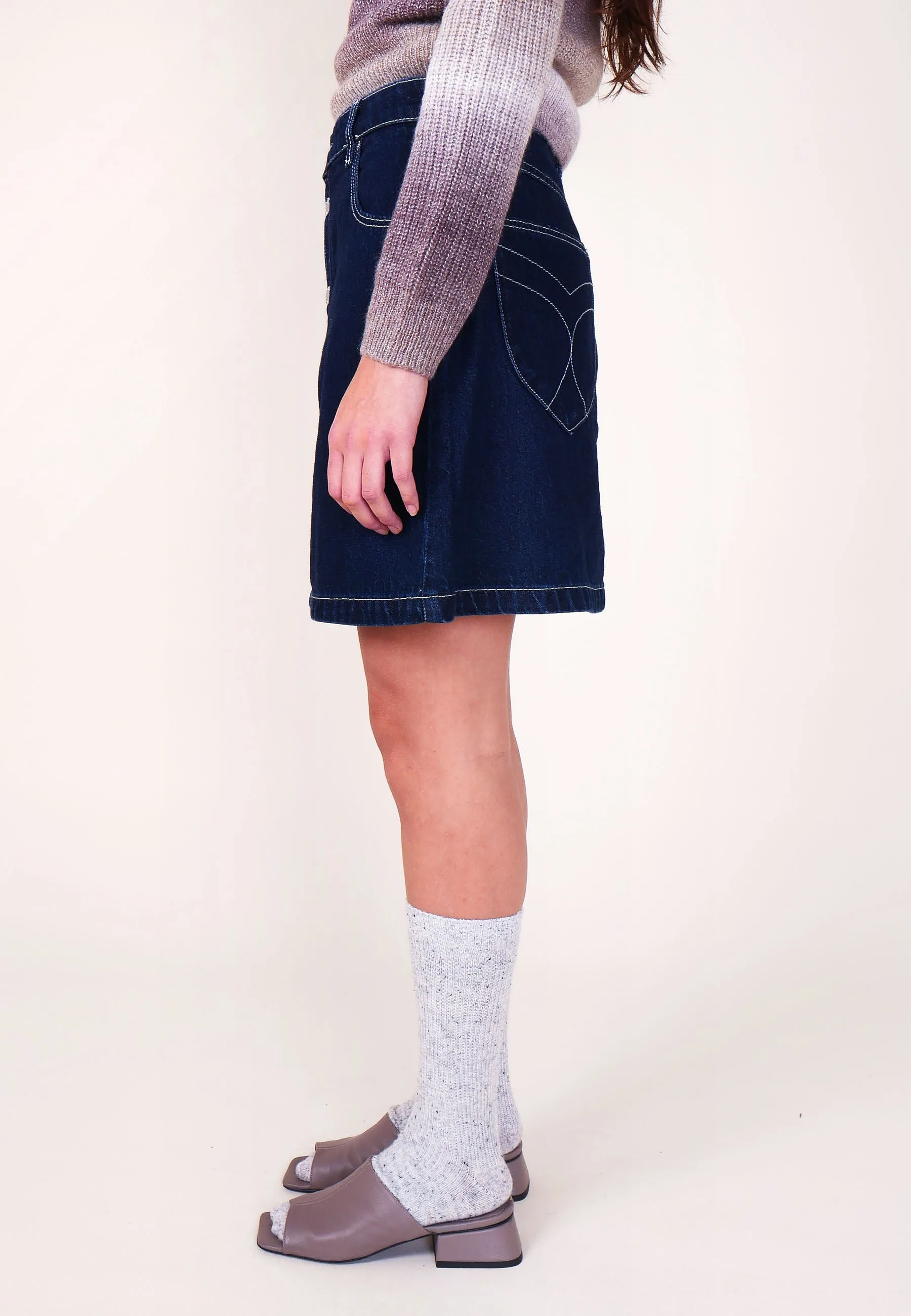 Dante A-Line Mini Skirt - Organic Dark Blue