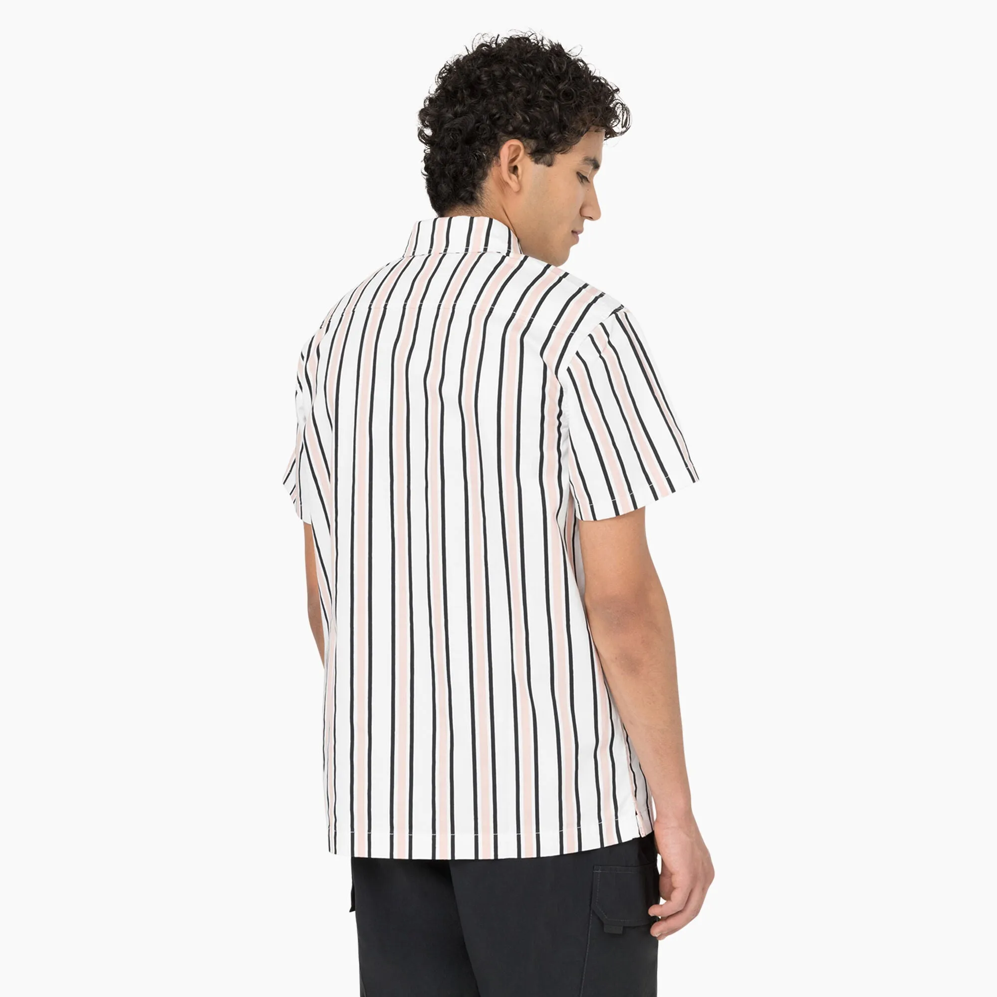 Dickies Skateboarding White/Lotus/Black Stripe Cooling Relaxed Fit Button Up Shirt