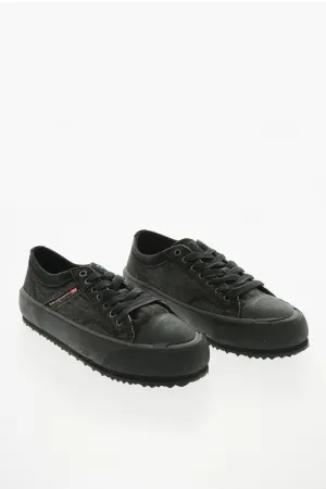 Diesel Denim and Suede S-PRINCIPIA Low-Top Sneakers with Platform