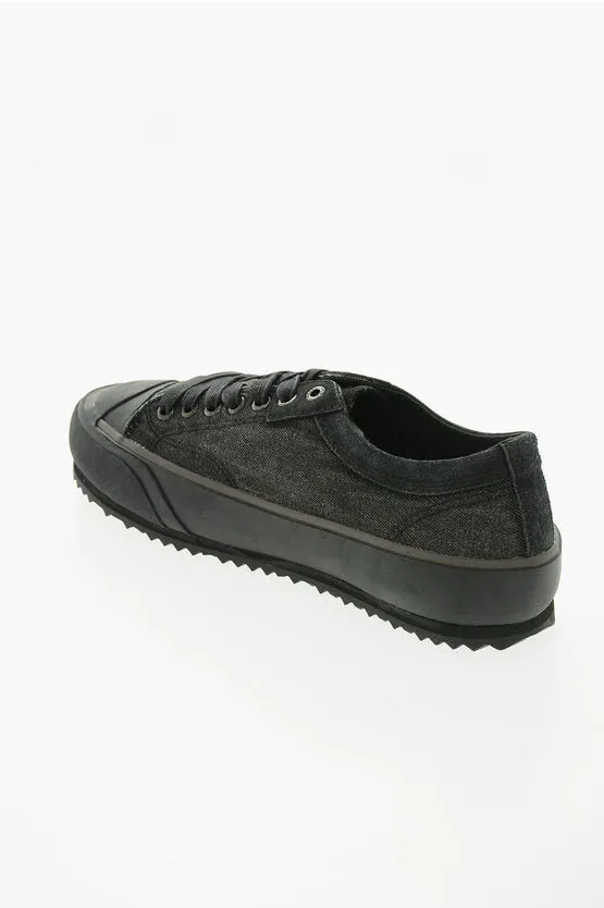 Diesel Denim and Suede S-PRINCIPIA Low-Top Sneakers with Platform