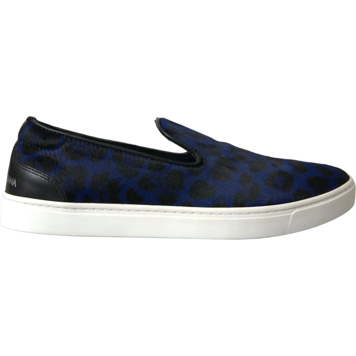 Dolce & Gabbana Blue Calfskin Hair Leopard Sneakers Shoes