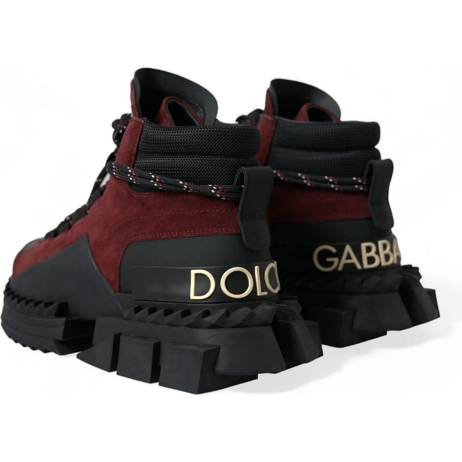 Dolce & Gabbana Burgundy Leather High Top Sneakers