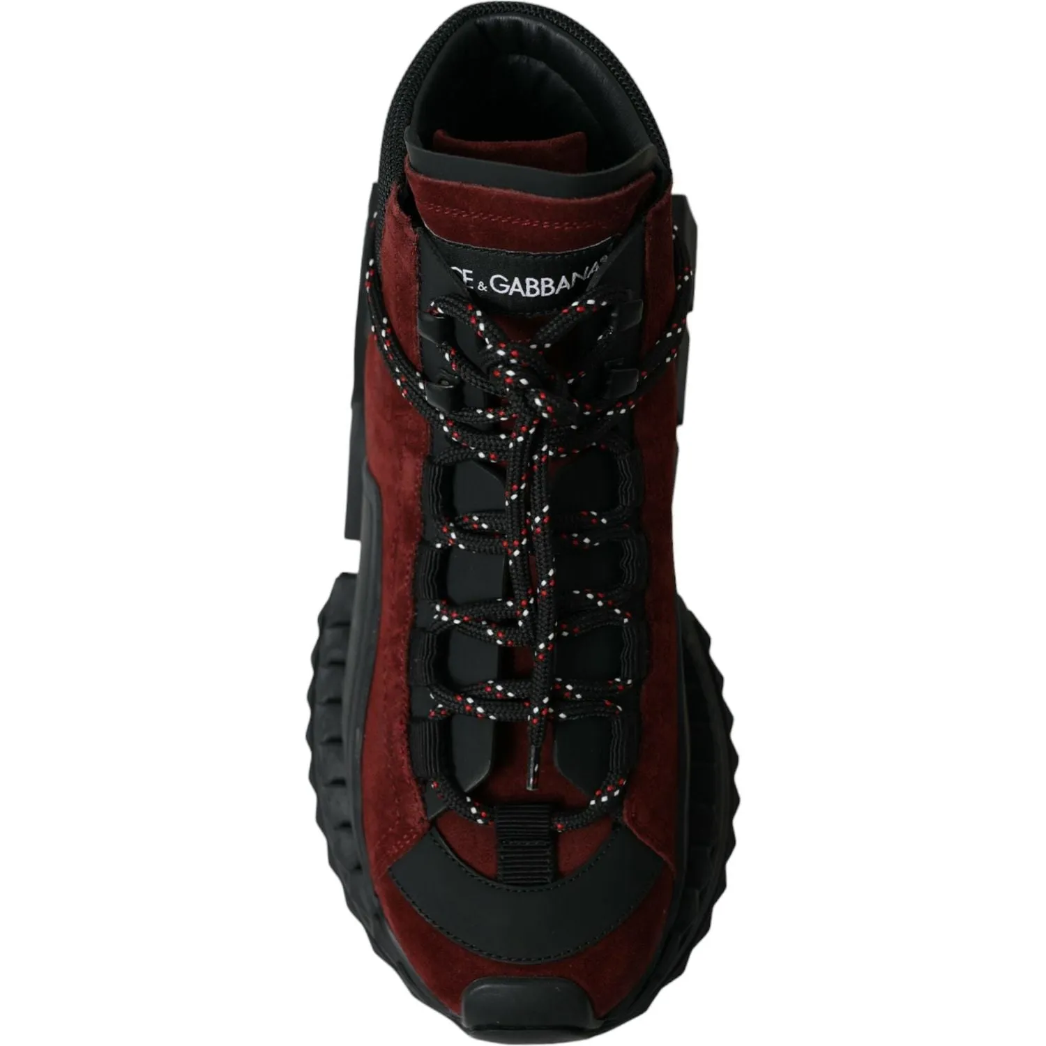 Dolce & Gabbana Burgundy Leather High Top Sneakers