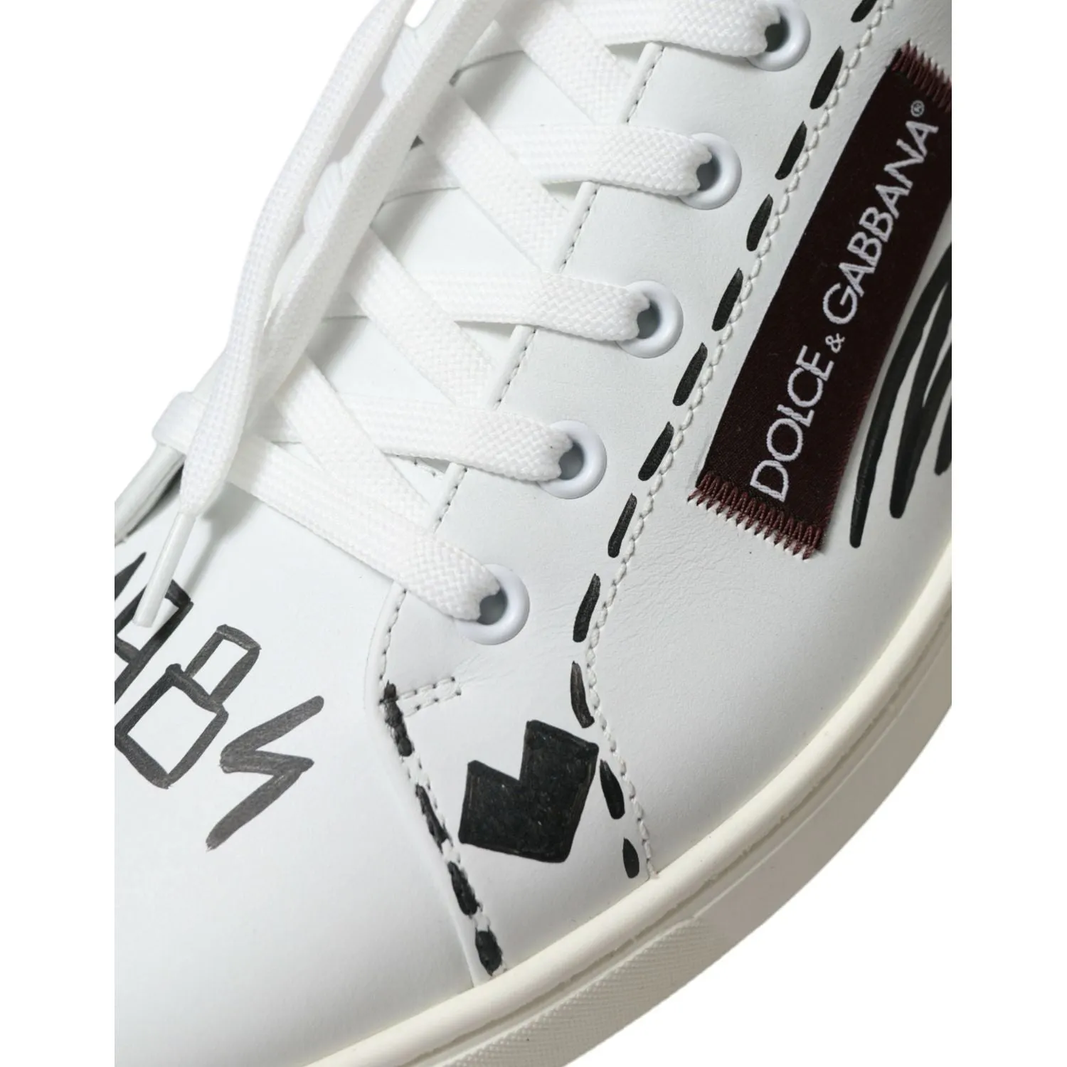 Dolce & Gabbana Exclusive White Bordeaux Low Top Sneakers