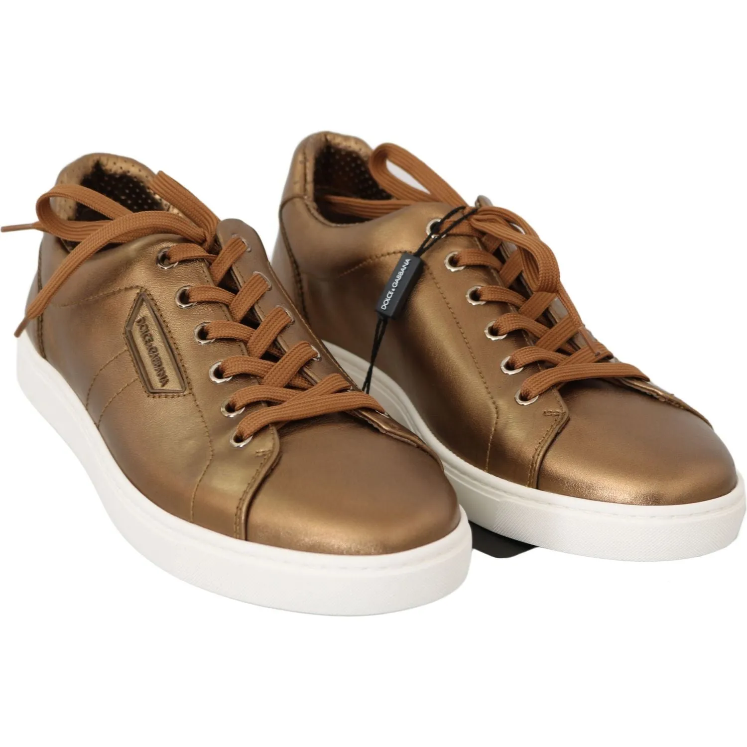 Dolce & Gabbana Golden Metallic Leather Sneakers