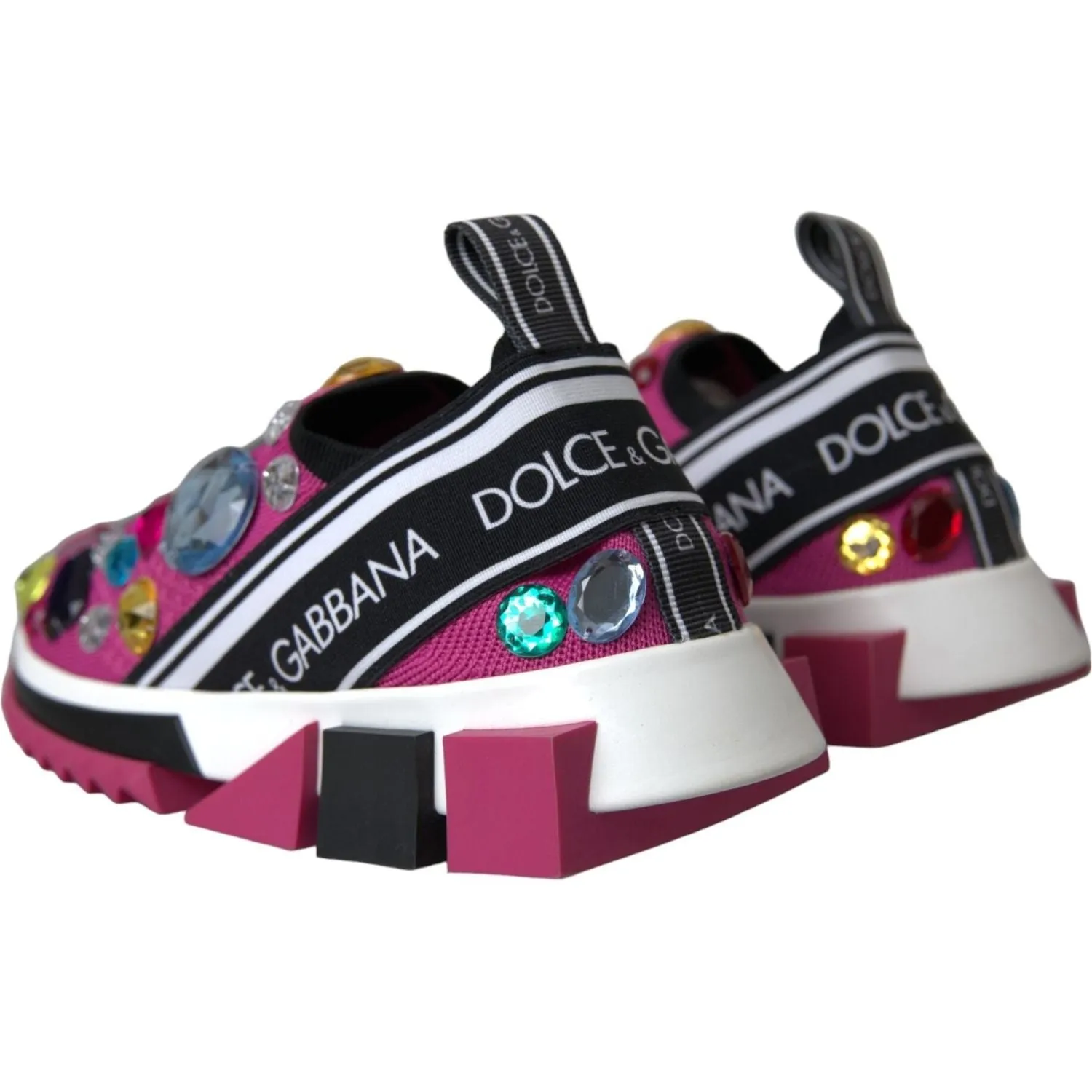 Dolce & Gabbana Pink Sorrento Crystals Sneakers Shoes