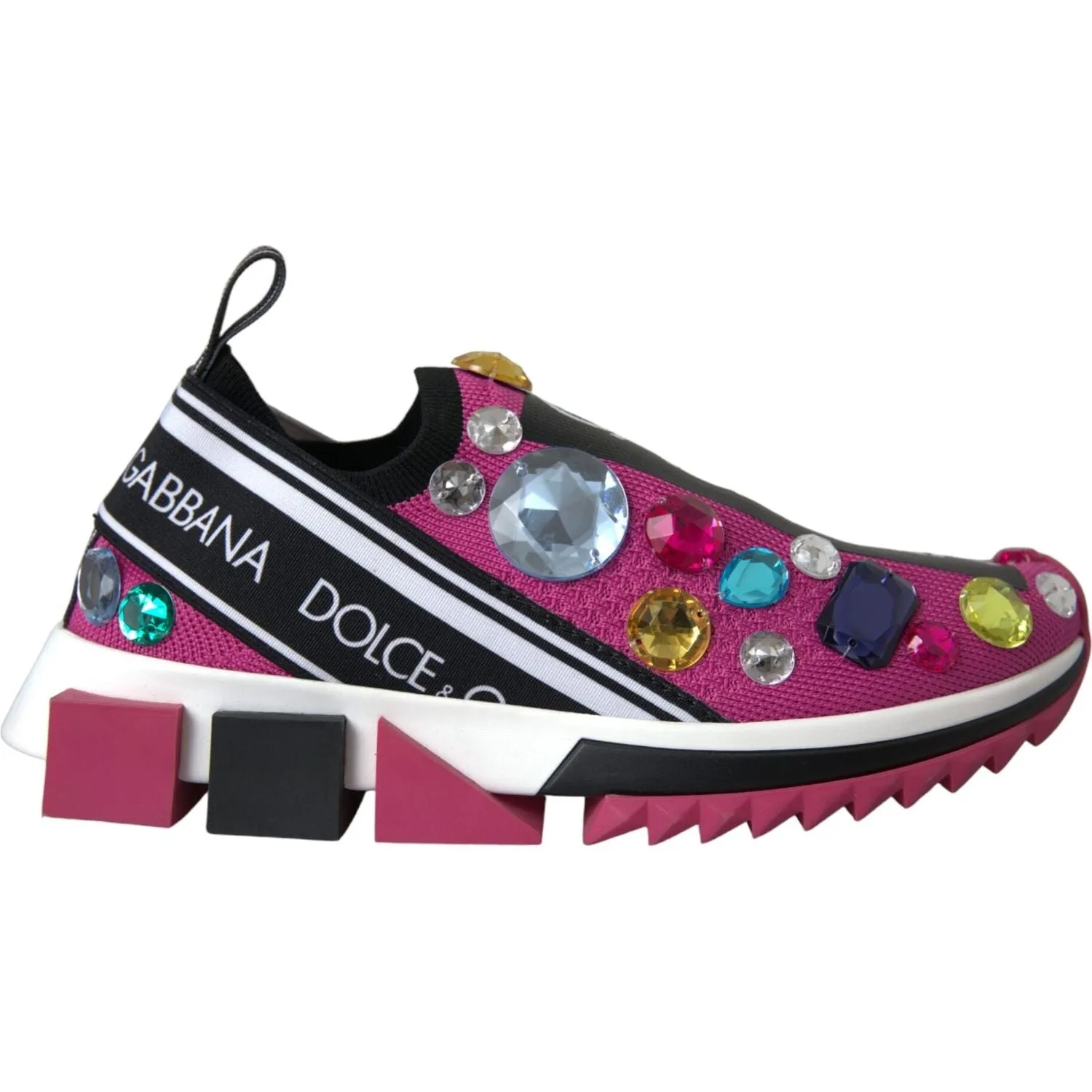 Dolce & Gabbana Pink Sorrento Crystals Sneakers Shoes