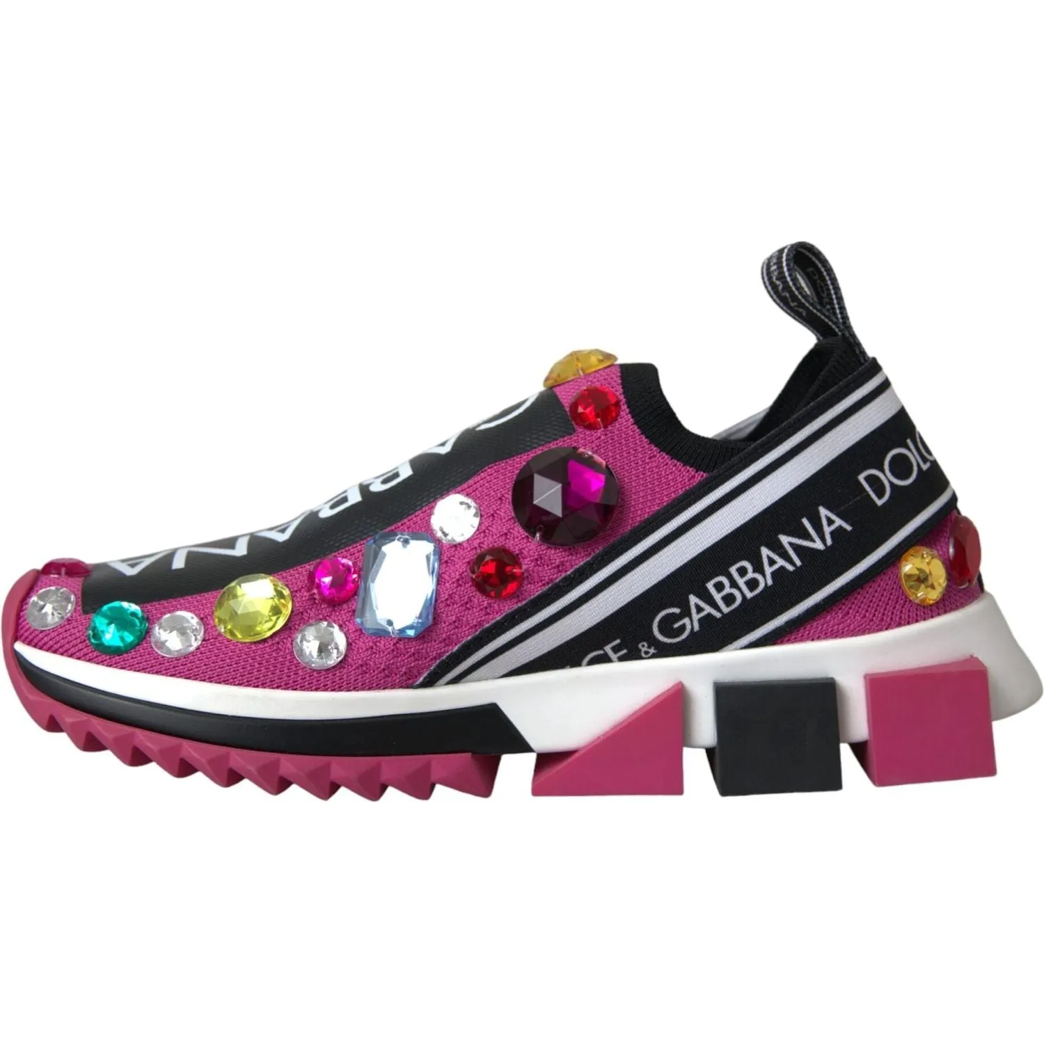 Dolce & Gabbana Pink Sorrento Crystals Sneakers Shoes