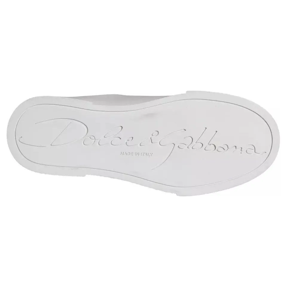 Dolce & Gabbana White Patch Calfskin Nappa Portofino Sneakers Shoes