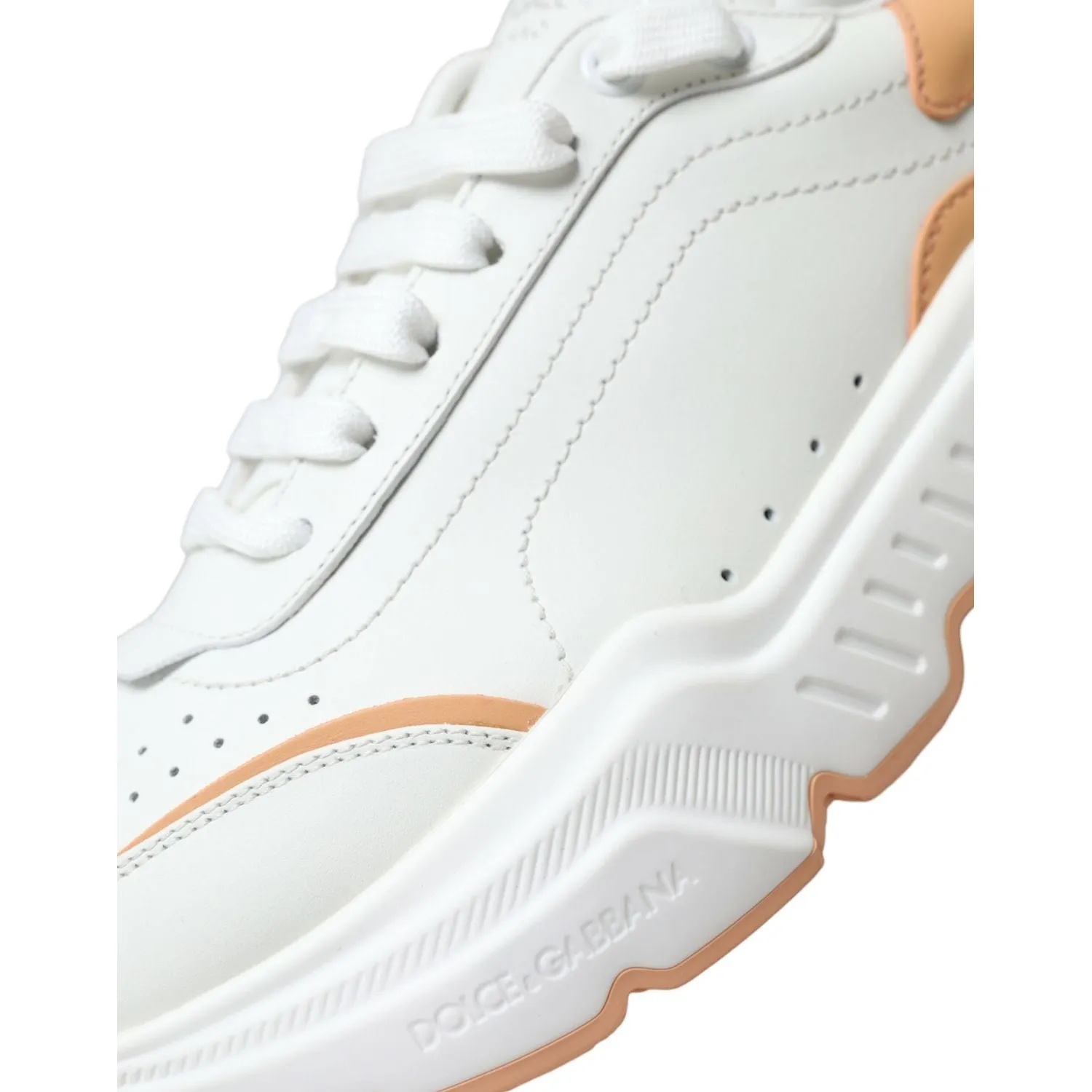 Dolce & Gabbana White Peach DAYMASTER Leather Sneakers Shoes