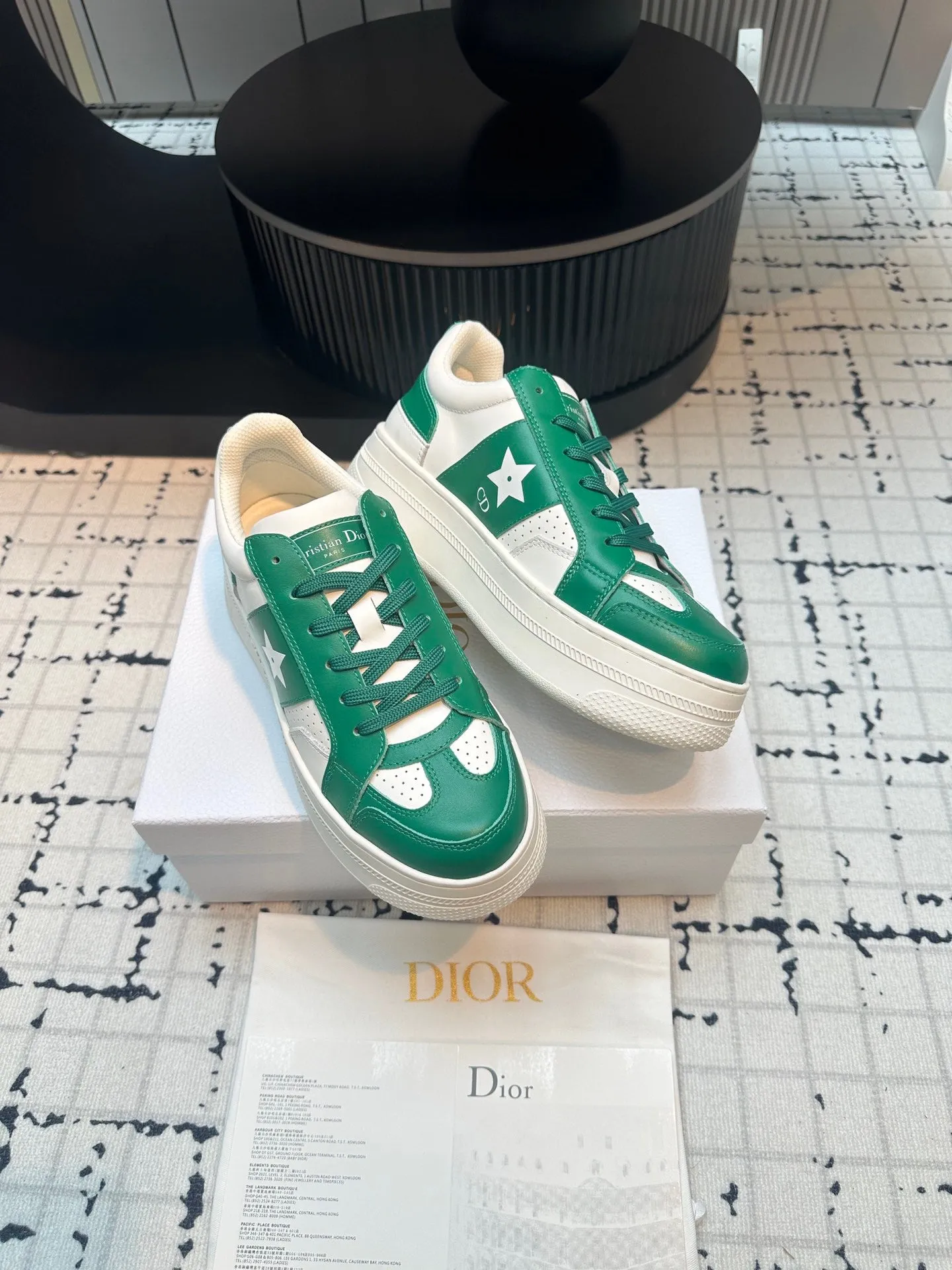 DOR Star Platform Sneaker Green Calfskin and Suede-163