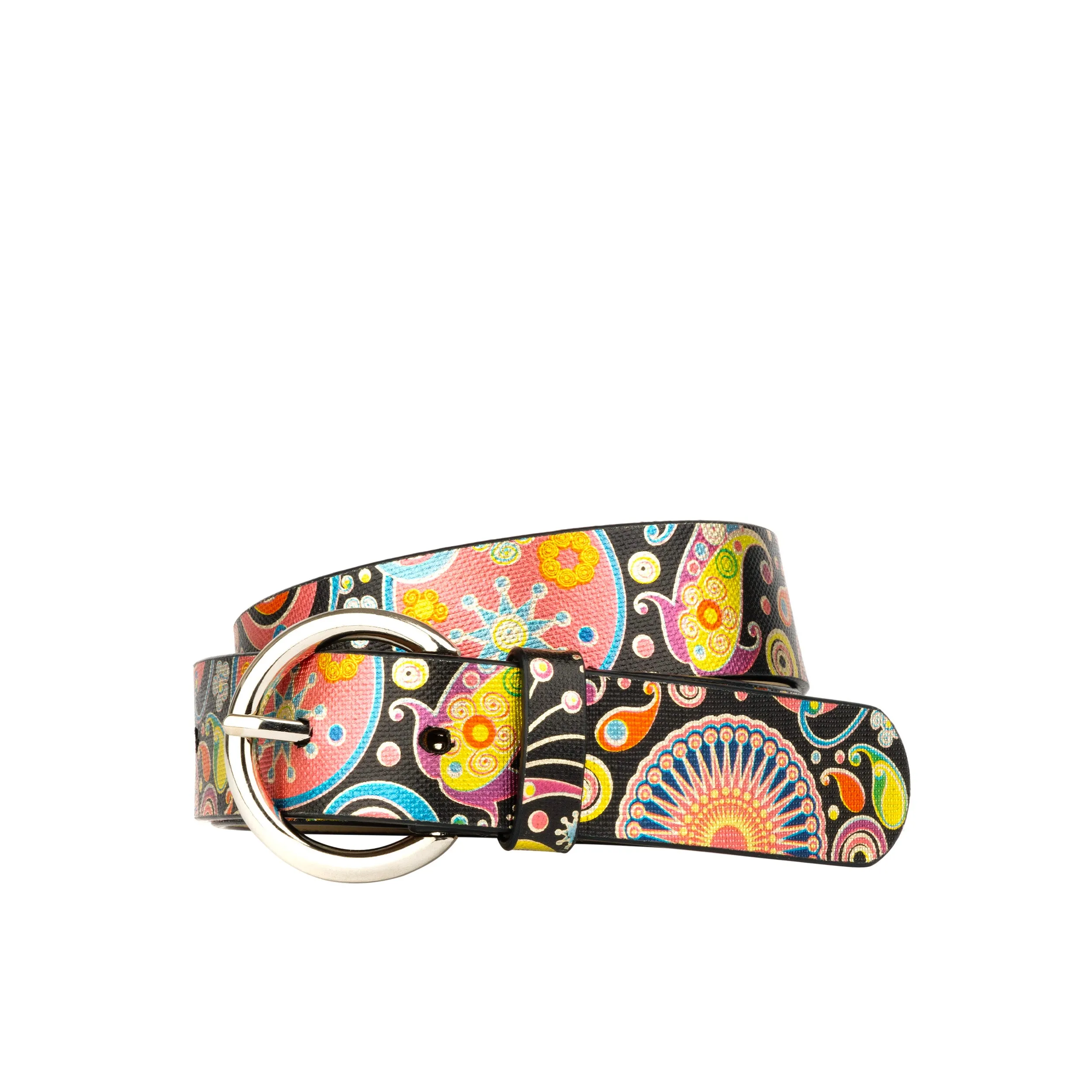 Emma - Navy Pink - Women's classic belt from colourful Italian genuine leather