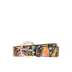 Emma - Navy Pink - Women's classic belt from colourful Italian genuine leather