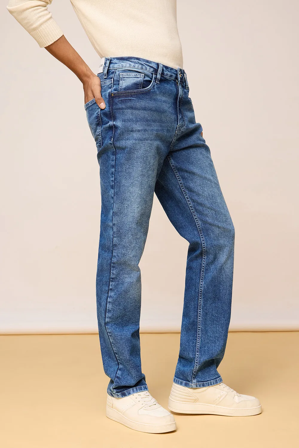 Faded Stone Blue Men's Straight Leg Jeans