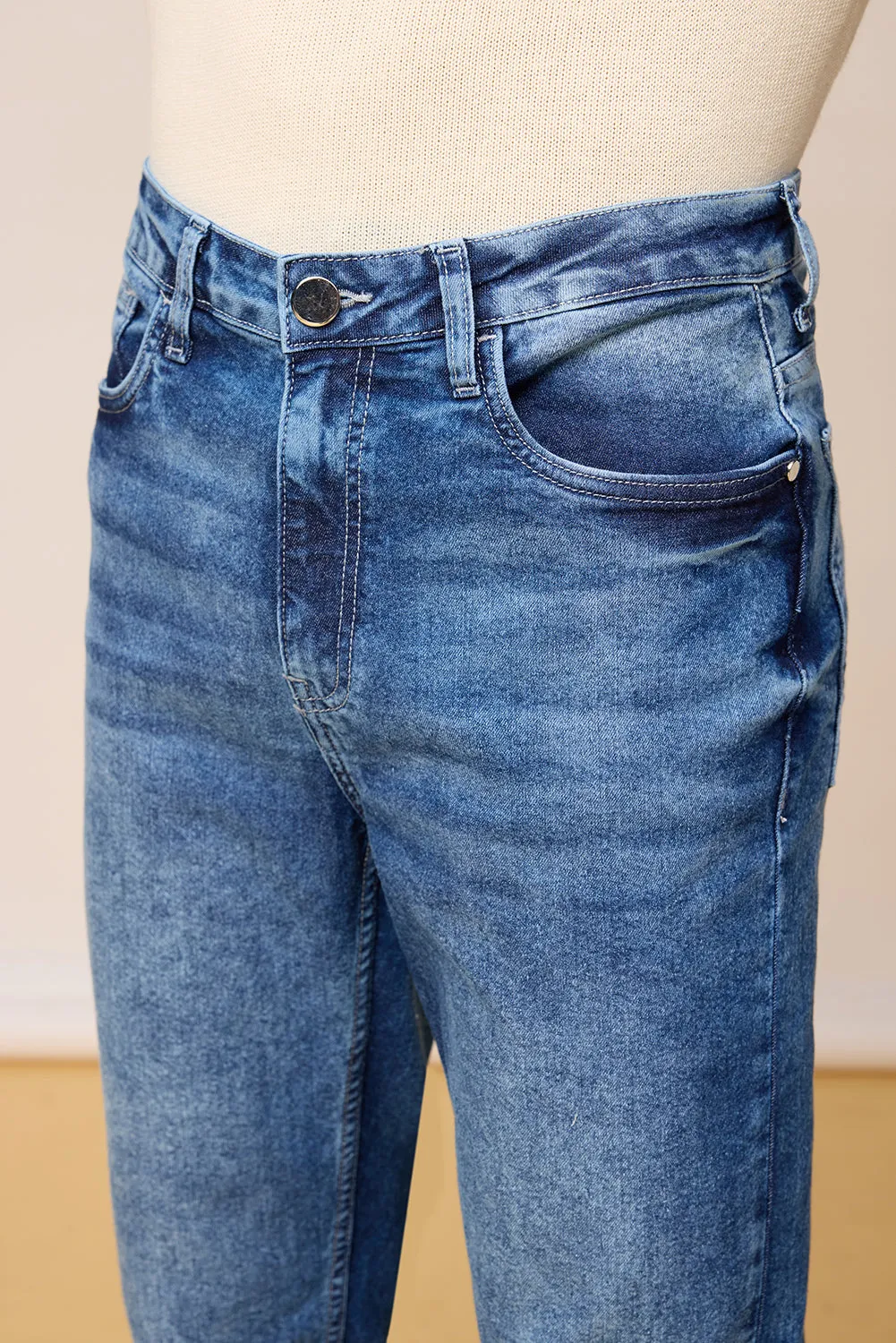 Faded Stone Blue Men's Straight Leg Jeans