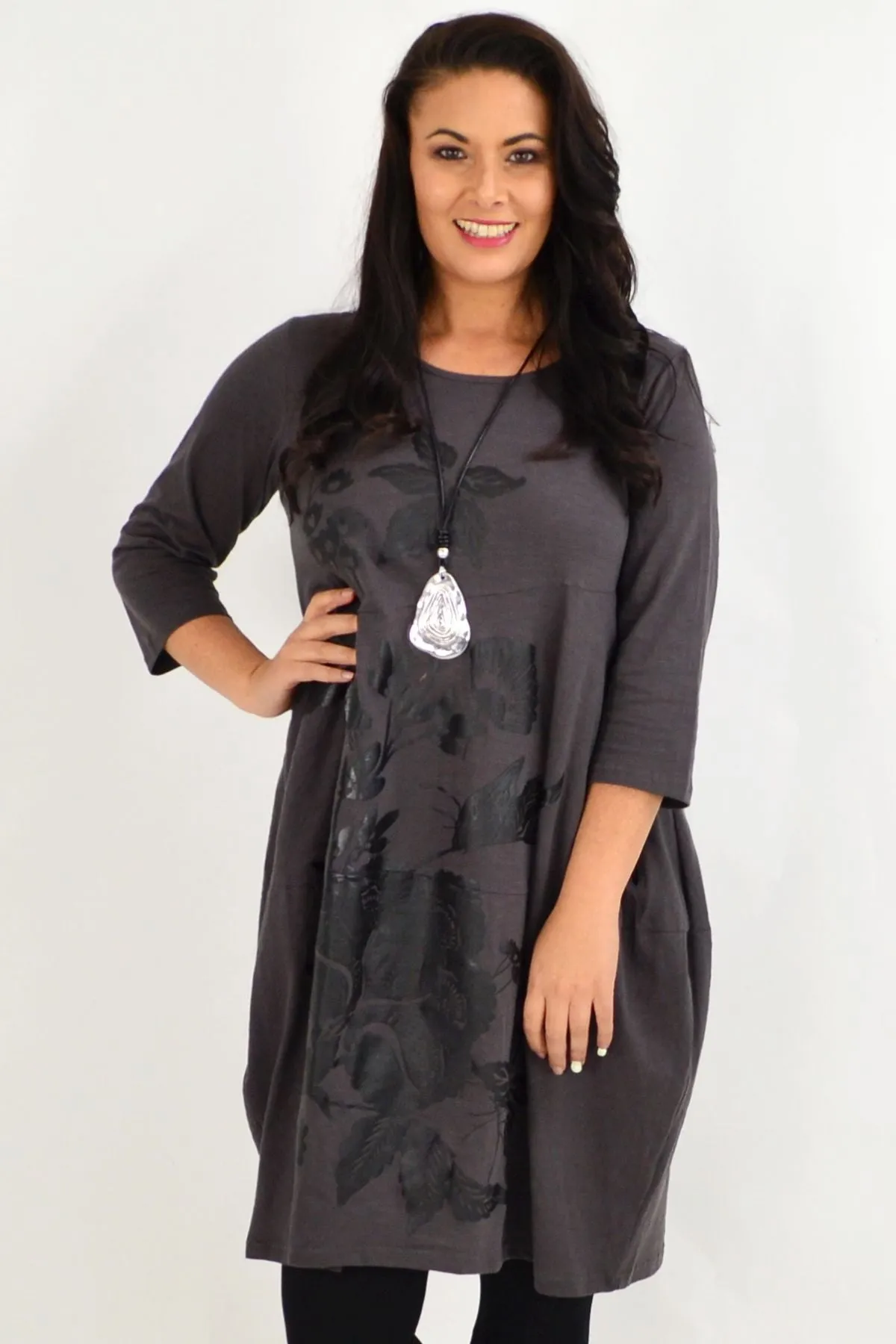 Fillipo Floral Grey Bounce Tunic Dress