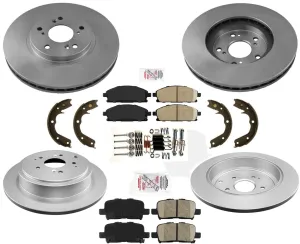 Fits 2003-2006 Acura MDX Front & Rear Brake Rotors & Ceramic Pads Parking Shoes