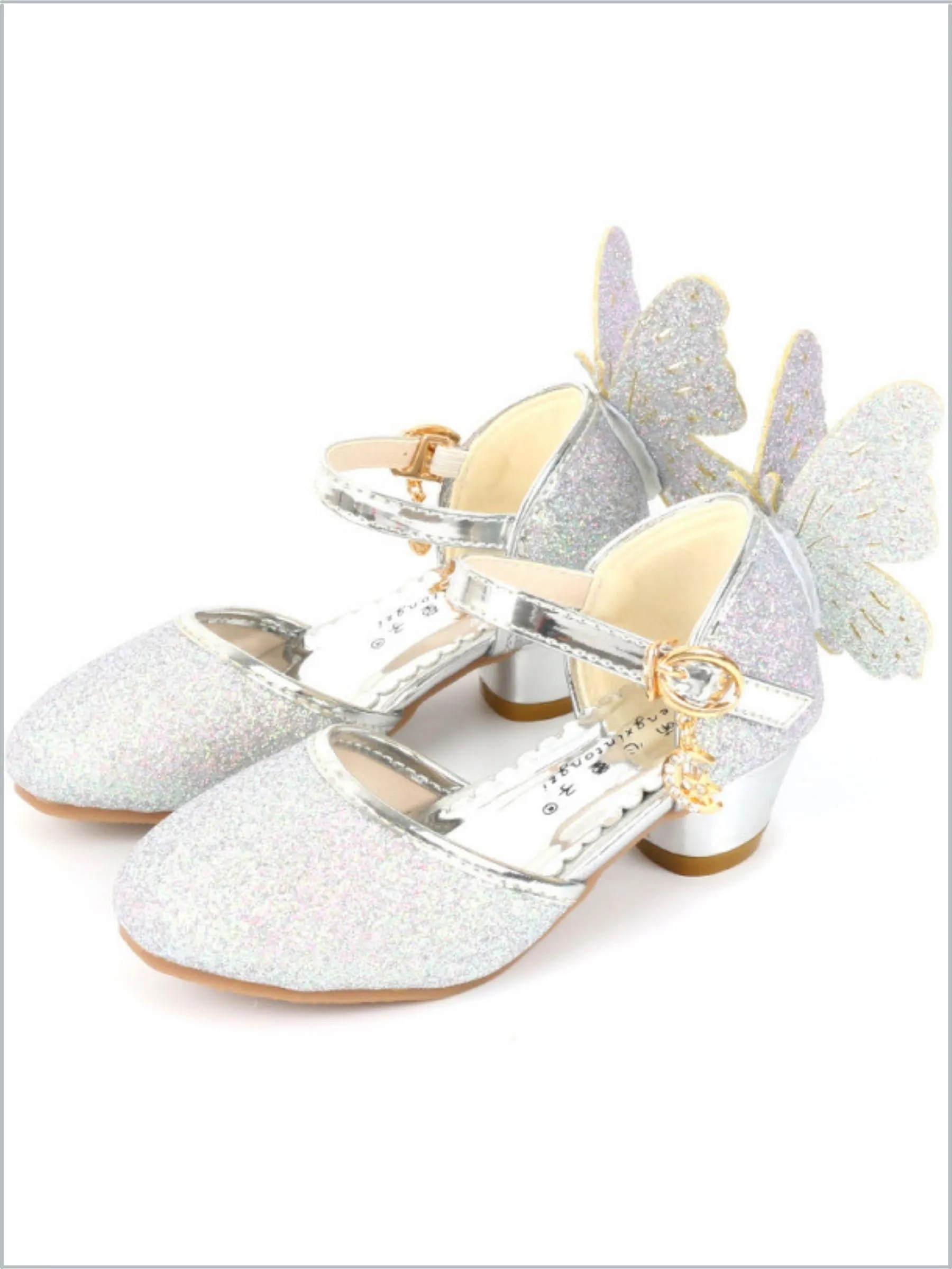 Fluttery And Fabulous Butterfly Glitter Mary Jane Heels By Liv and Mia