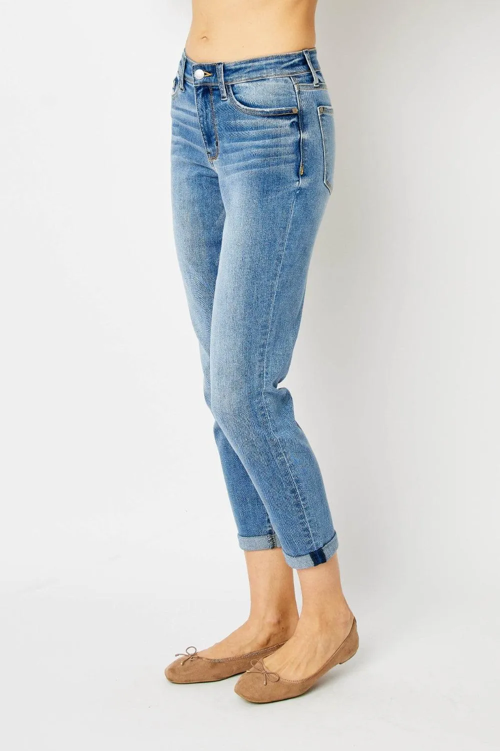 Full Size Cuffed Hem Slim Jeans