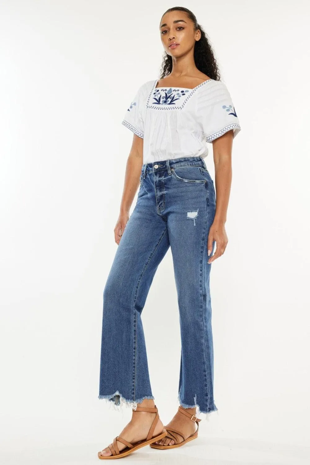 Full Size High Rise Slim Wide Leg Jeans