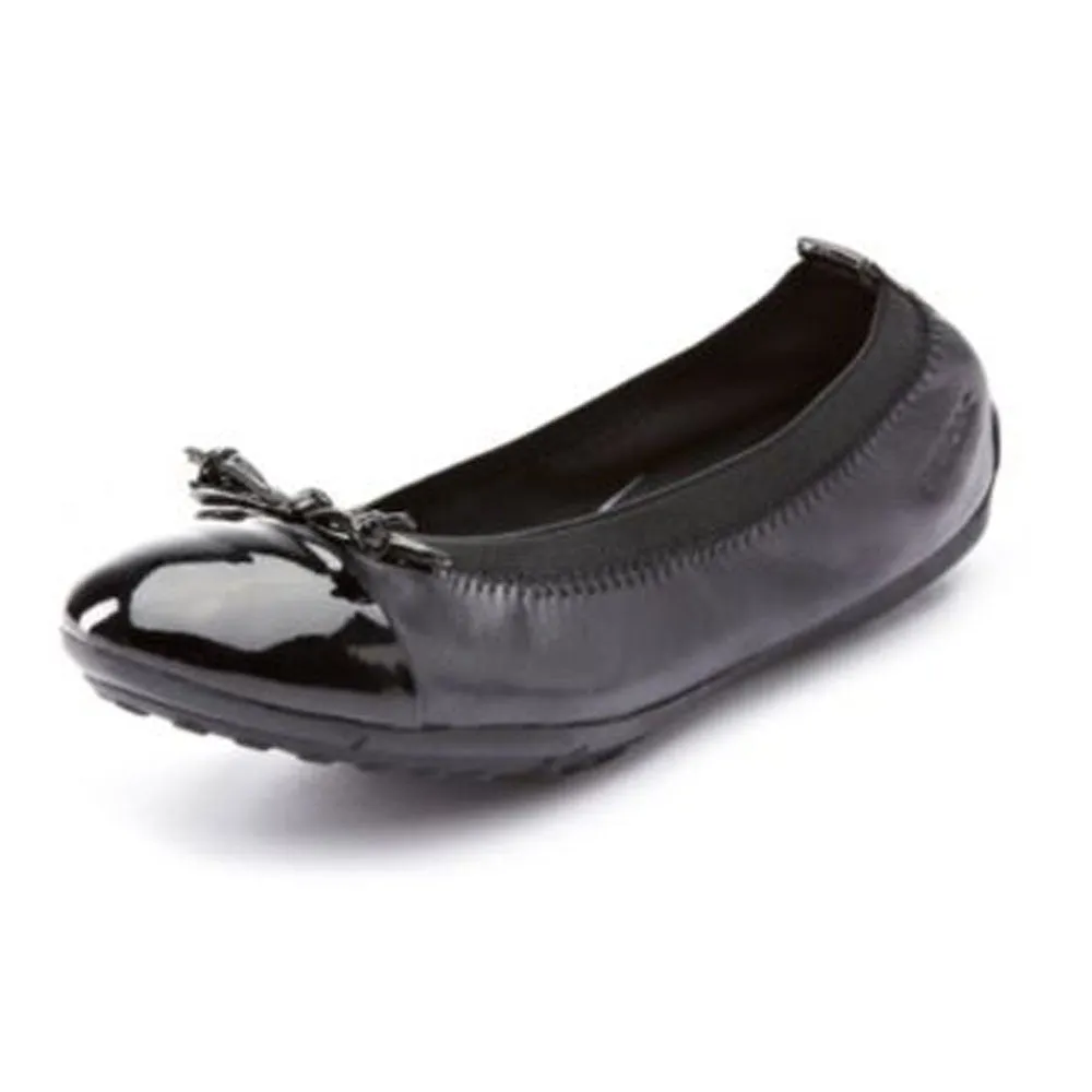 Geox J Piuma Ballerina Black Patent Toe Shoes