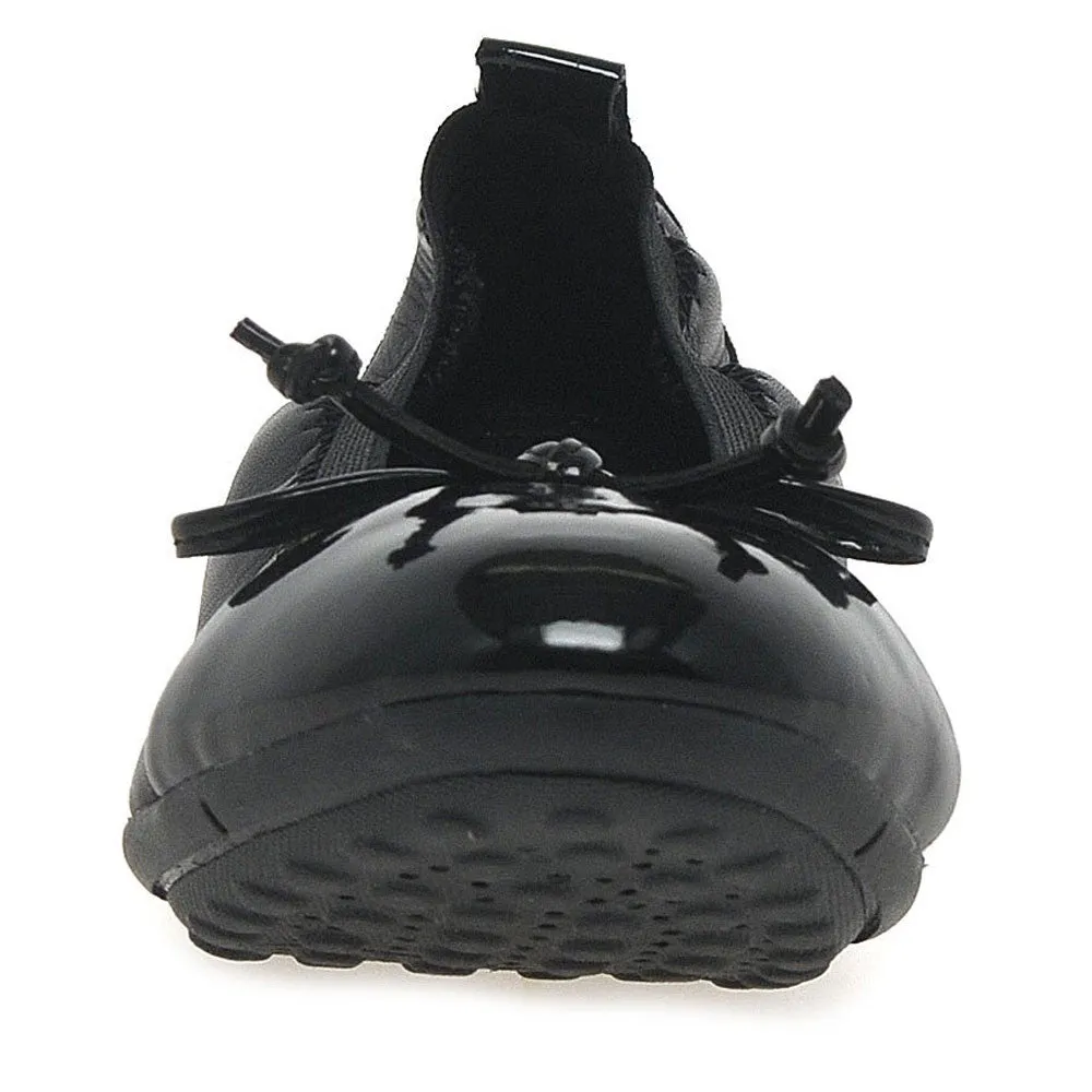 Geox J Piuma Ballerina Black Patent Toe Shoes