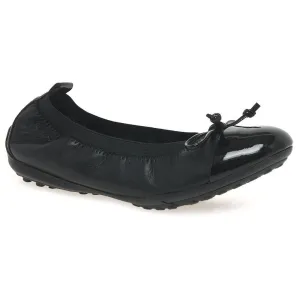 Geox J Piuma Ballerina Black Patent Toe Shoes