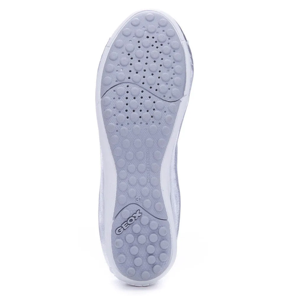 Geox J Piuma Silver Balllerina Slip On Shoes