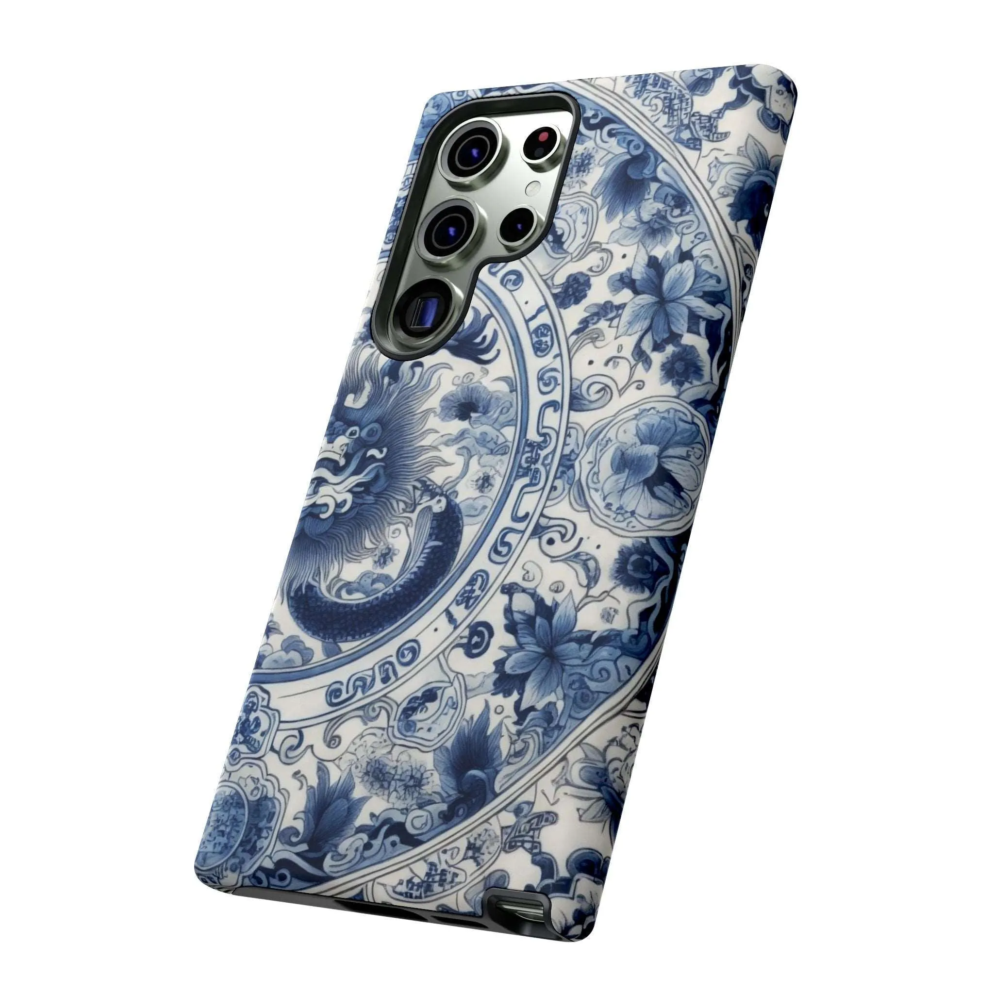 Get Ready to Take Your Cell Phone to the Next Level of Kitsch with this Blue and White Porcelain Look Dragon Case