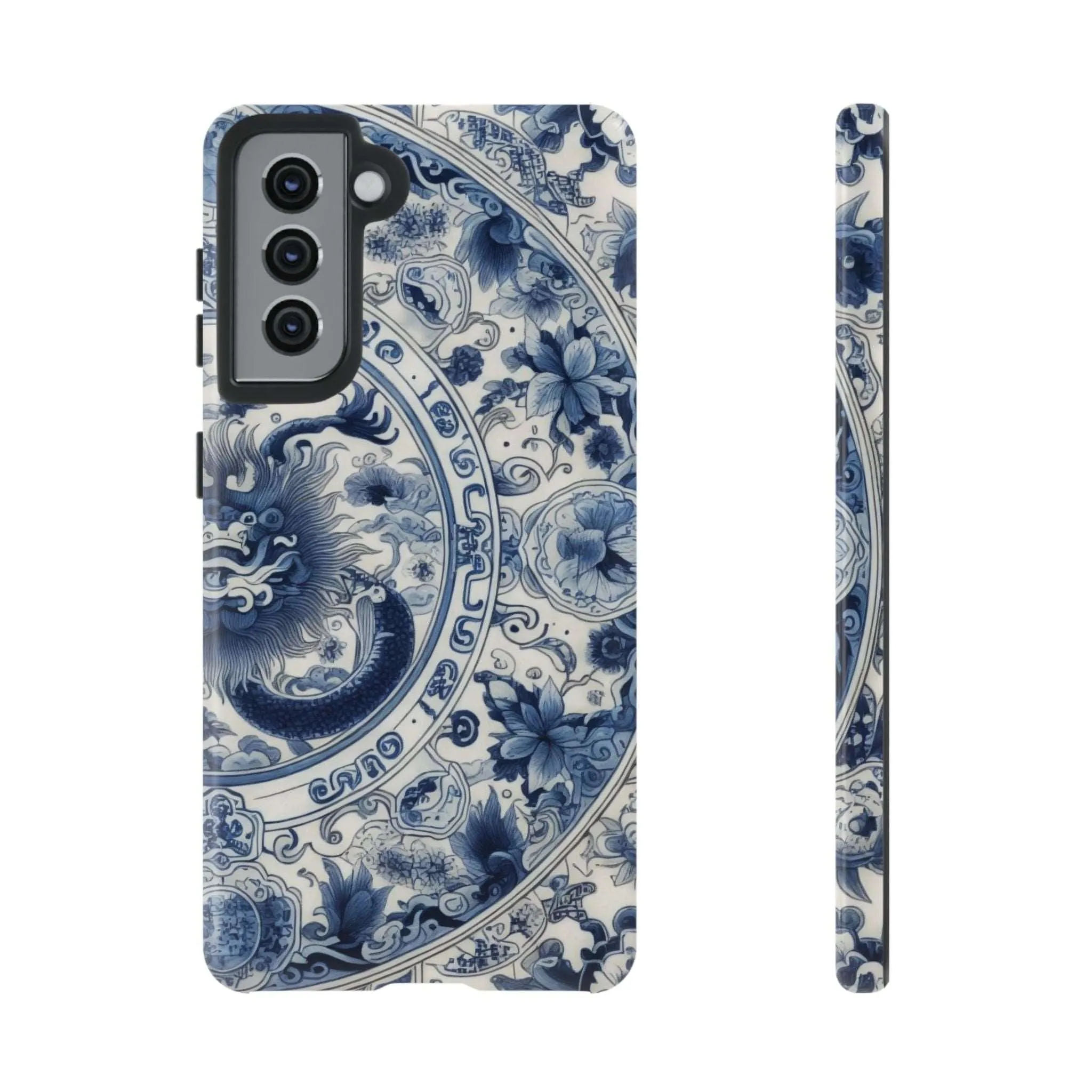 Get Ready to Take Your Cell Phone to the Next Level of Kitsch with this Blue and White Porcelain Look Dragon Case