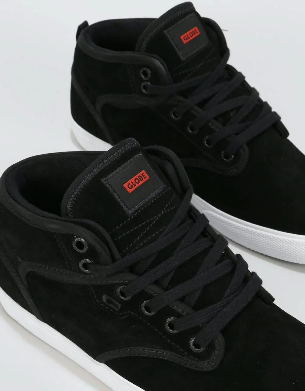 Globe Motley Mid Skate Shoes - Black Suede/White