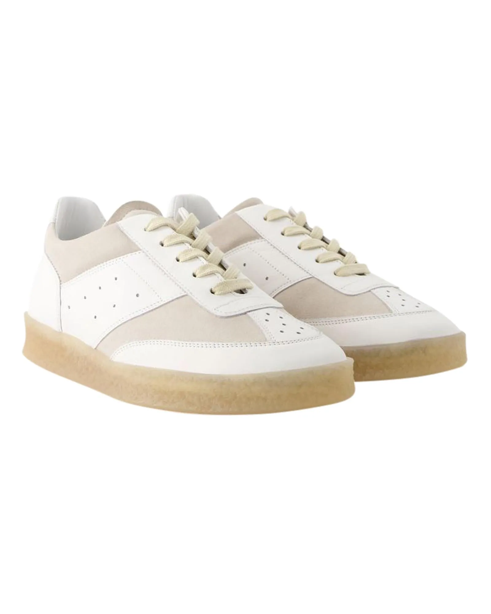 Grained Calfskin Court Sneakers with Top Laces