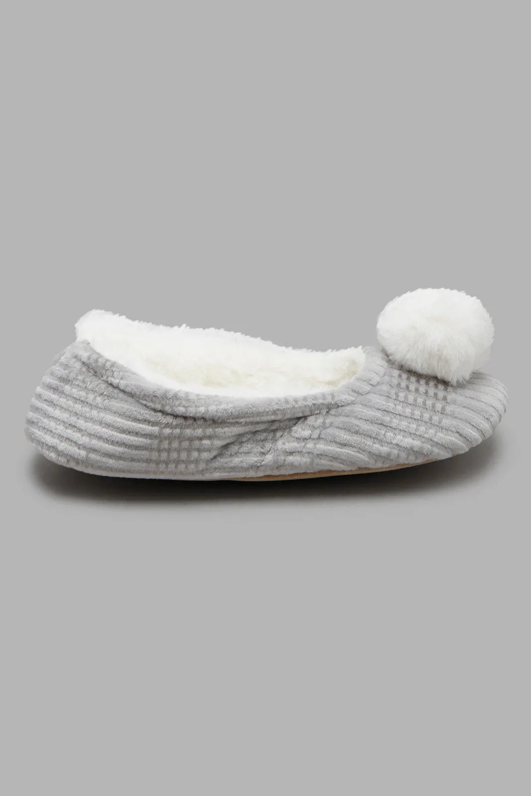 Grey Fur Ballerina Slipper