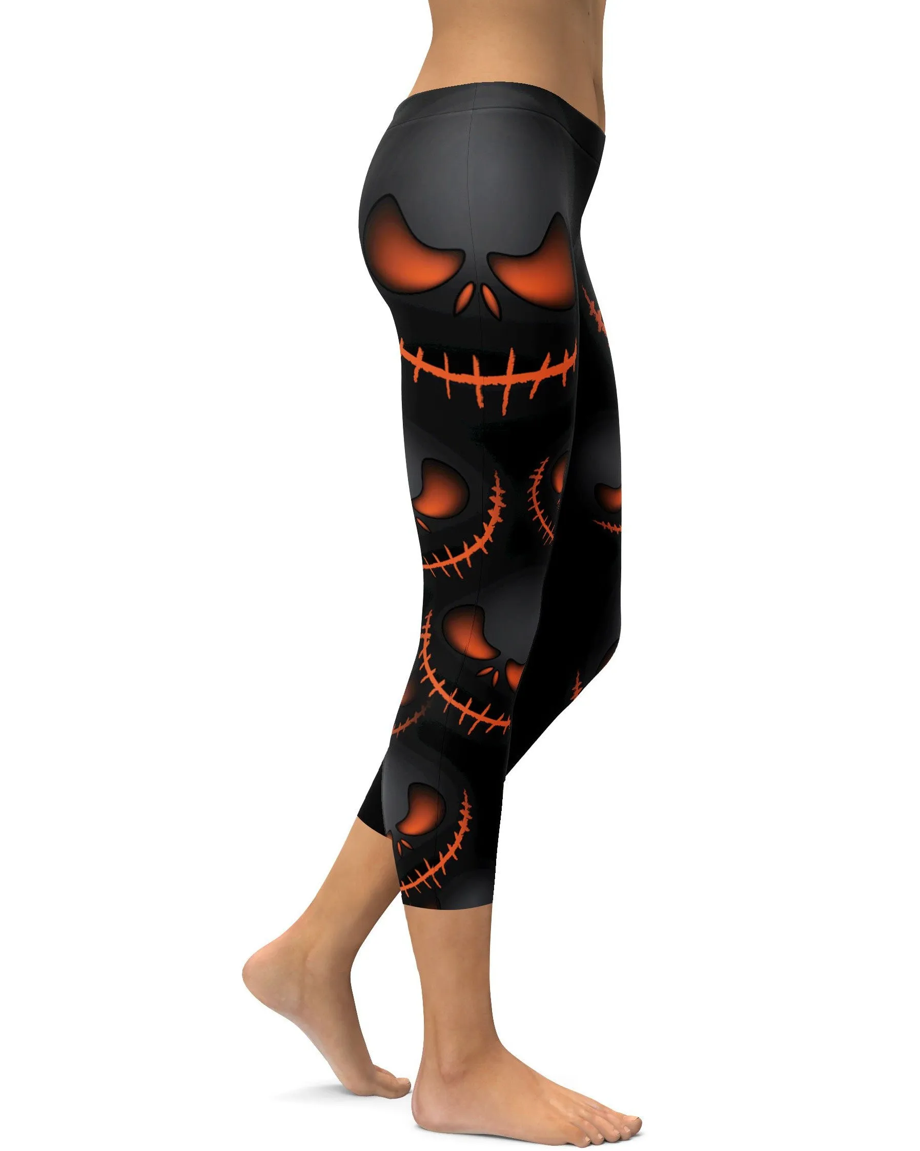 Halloween Evil Pumpkin Grin Capris