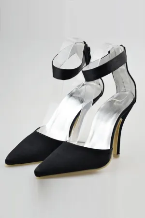 Handmade Black Ankle Strap Simple Women Shoes For Prom S36