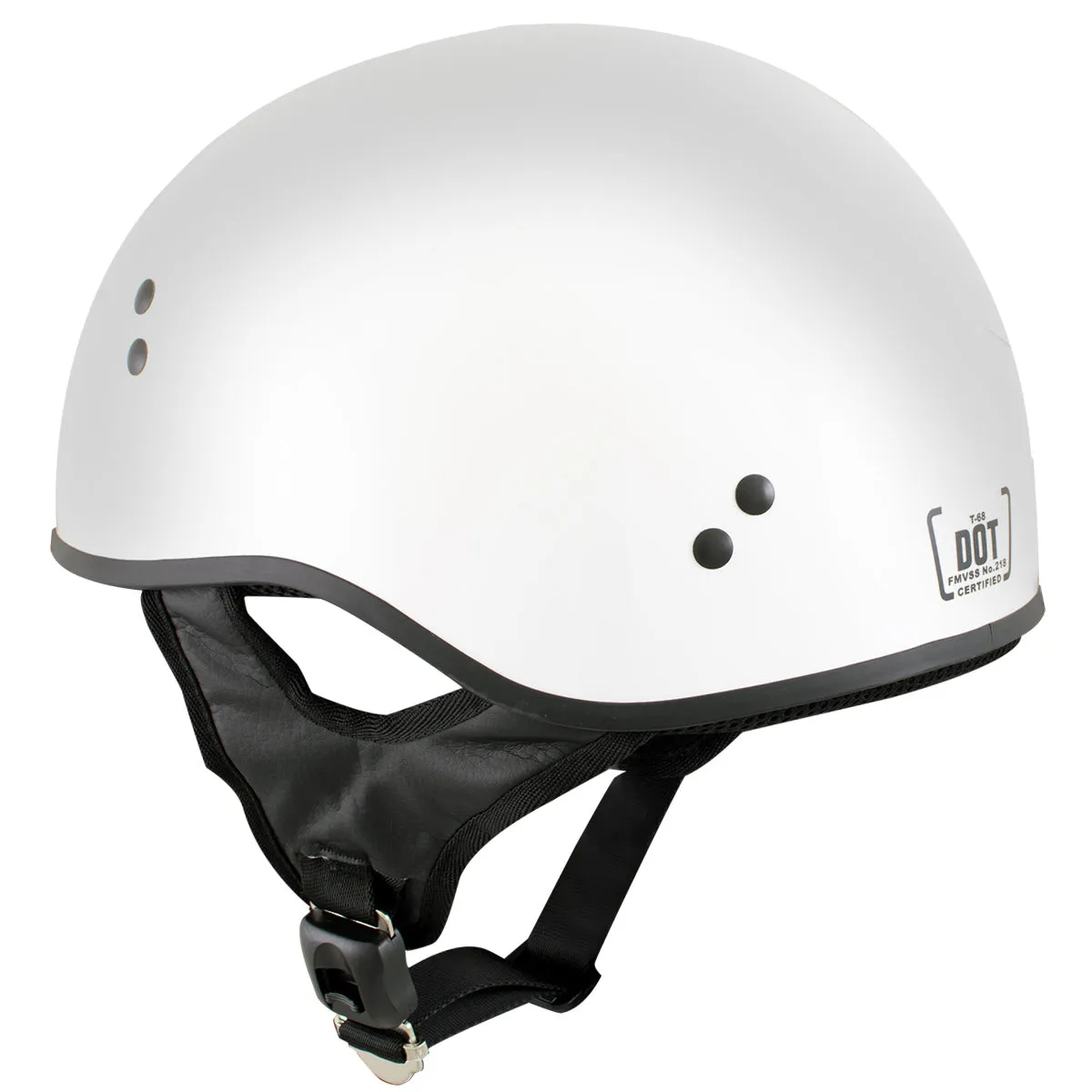 Hot Leathers HLT68 'The O.G.' Glossy White Advanced Motorcycle Skull Cap Half DOT Approved Helmet