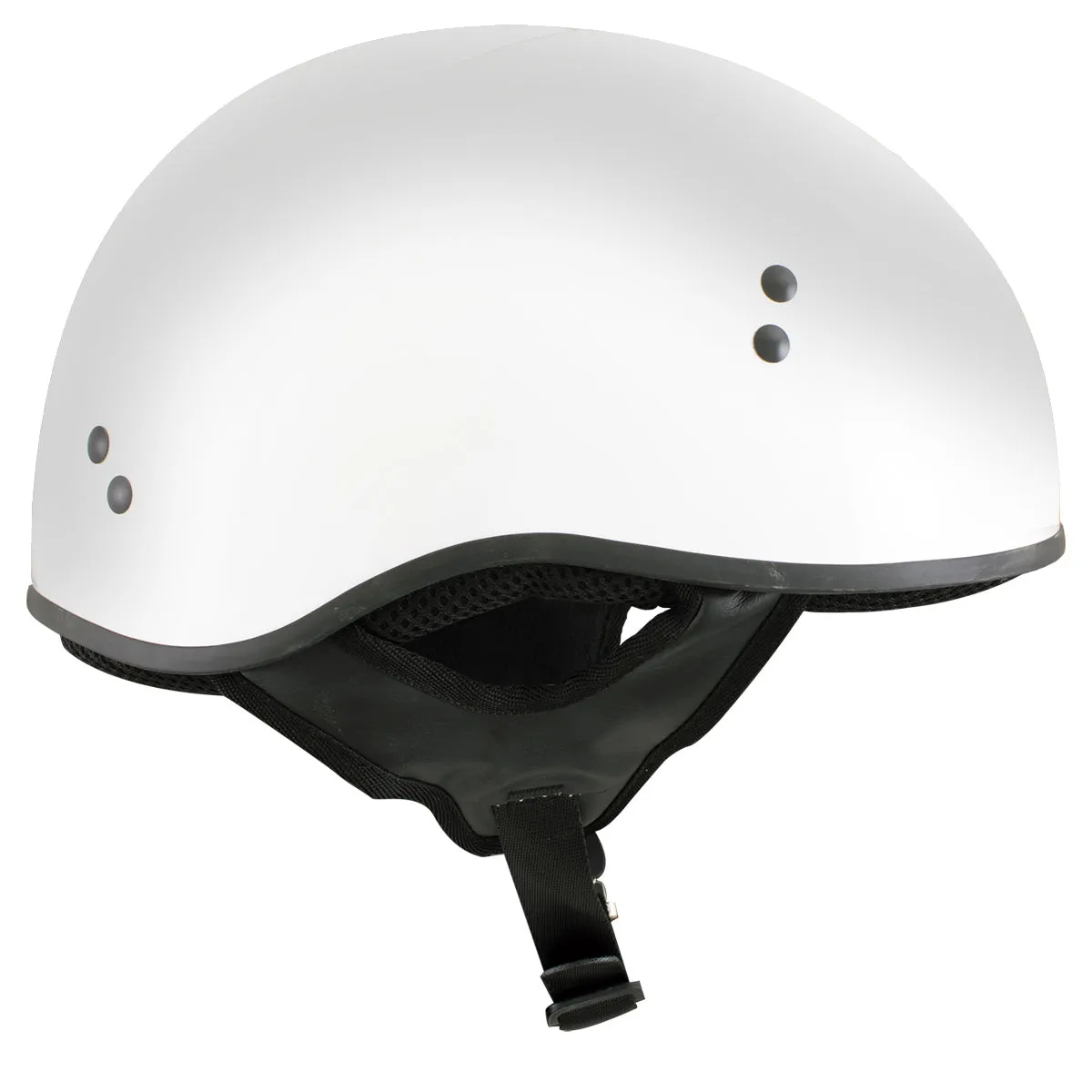 Hot Leathers HLT68 'The O.G.' Glossy White Advanced Motorcycle Skull Cap Half DOT Approved Helmet