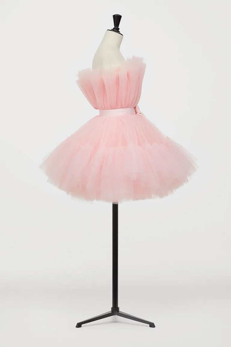 Hot Pink A-line Short Puffy Tulle Party Dress Cocktail Dresses