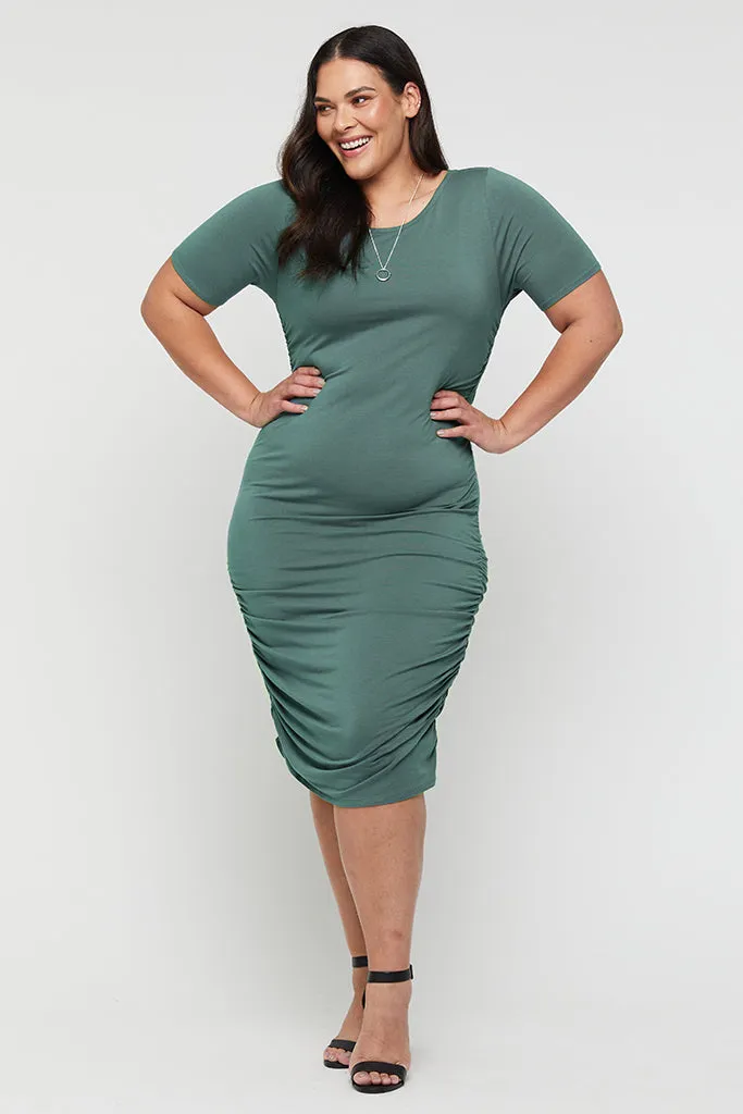 Jasper Ruched Dress - Silver Pine