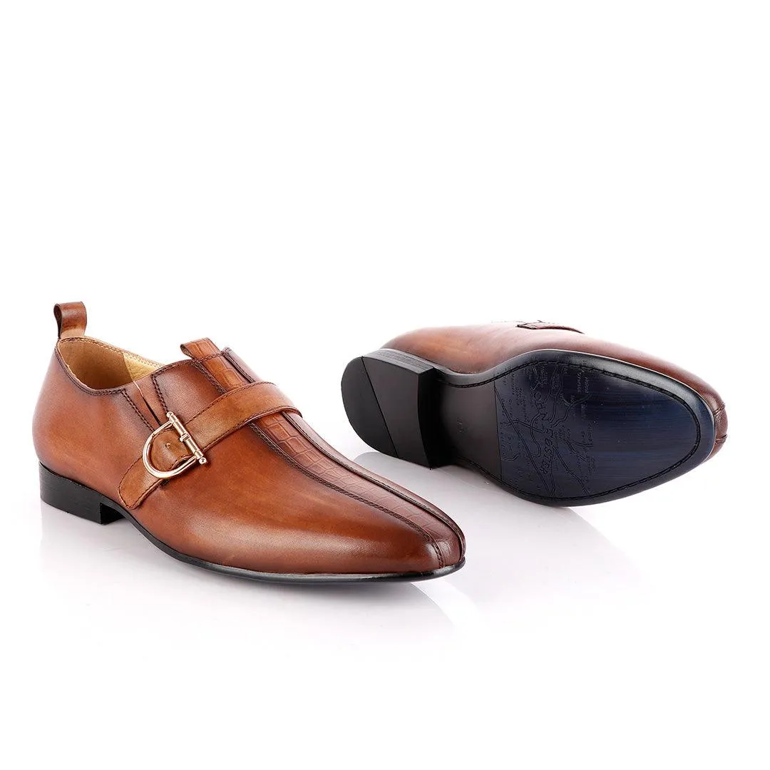 John Foster All round Brown Leather With Strap Shoe