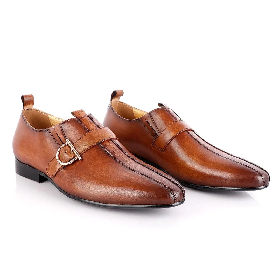 John Foster All round Brown Leather With Strap Shoe