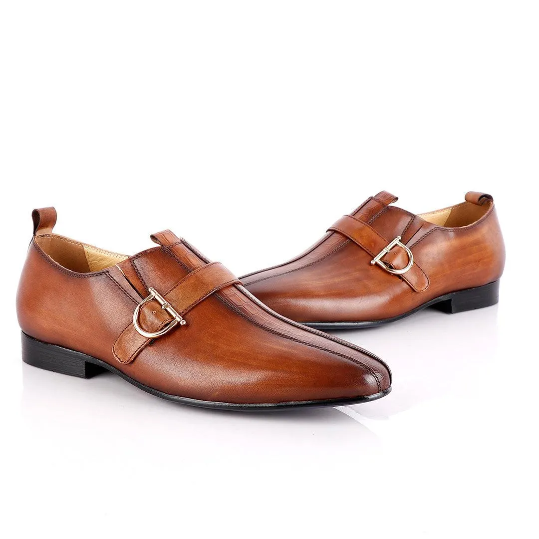 John Foster All round Brown Leather With Strap Shoe