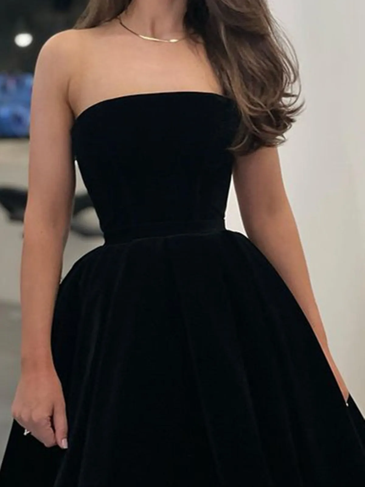 Knee Length Black Velvet Prom Dresses,Short Graduation Homecoming Dresses