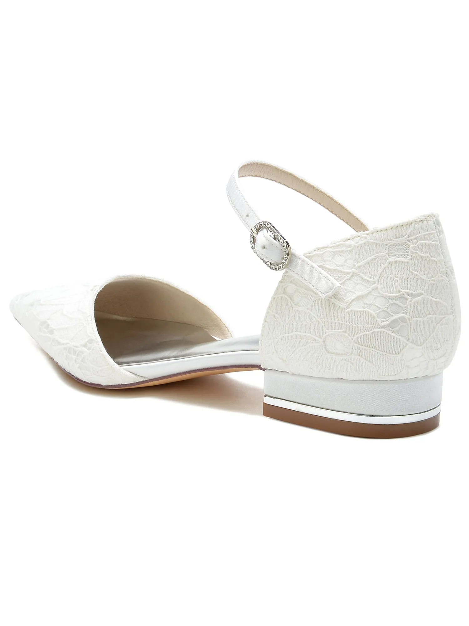 Lace One-strap Buckle Pointed Toe Mules