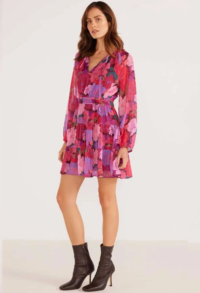 Lexie Long Sleeve Mini Dress-Floral Blooms