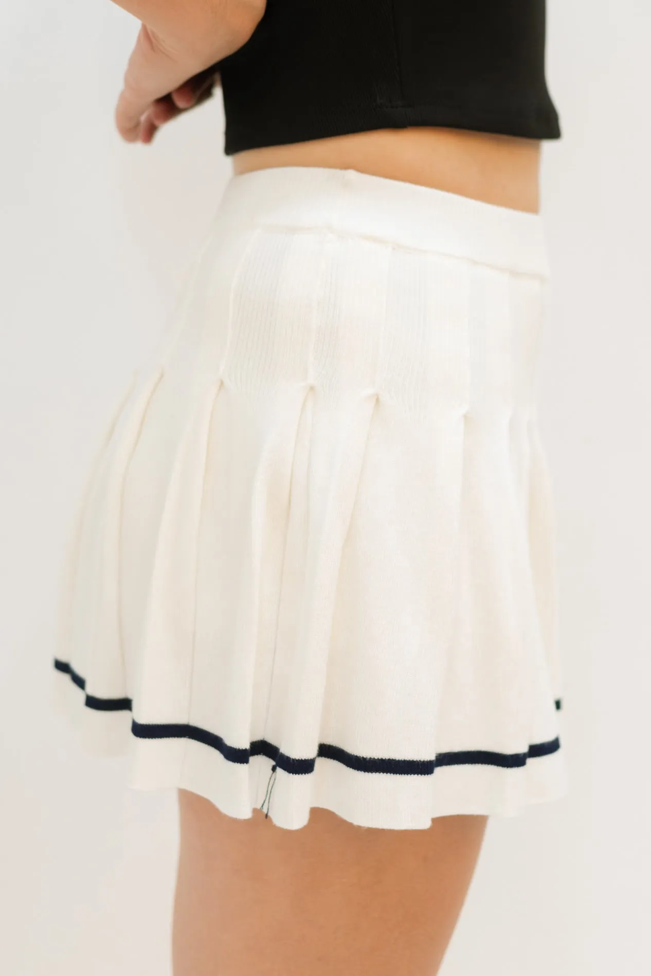 Lia Striped Knit Skort - White